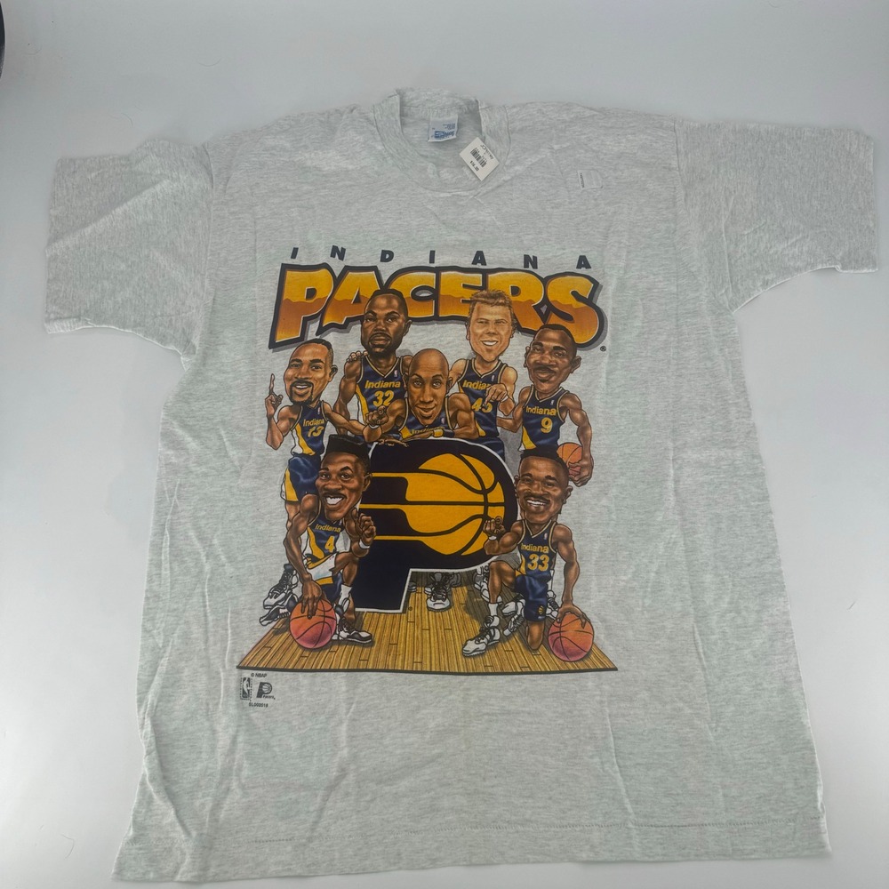 Vintage Salem Sportswear Indiana Pacers Caricature T-Shirt Gray XL NWT 90s NBA